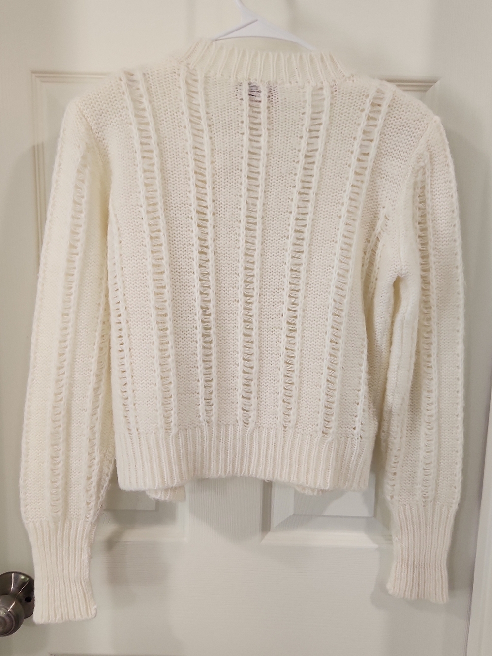 Vintage 70s-80s Jean Nicolas Paris Cardigan Sweater Large Ivory Cream - Picture 6 of 10